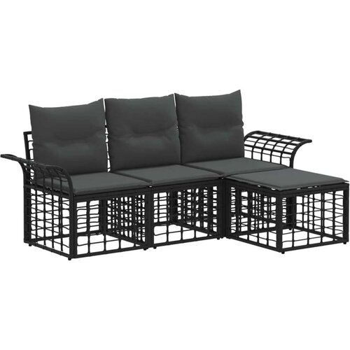  Set vanjskih sofa s jastukom 4 pcs Crna i tamno siva Poliester Cijene