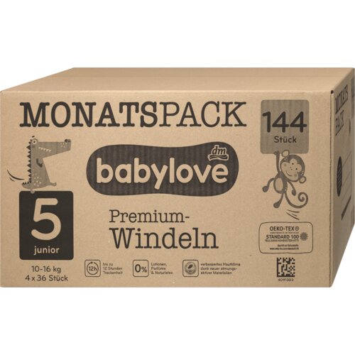 babylove premium pelene junior veličina 5 (10-16 kg) - mesečno pakovanje, 4x36kom 144 kom Cene