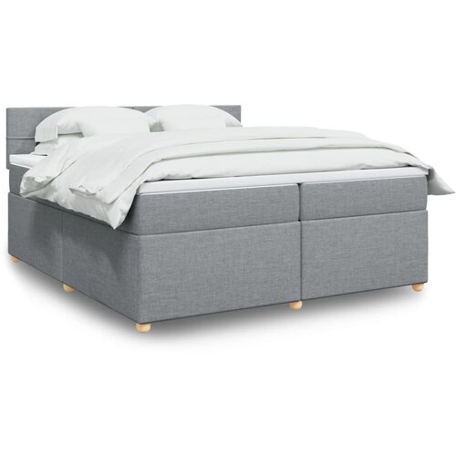 vidaXL Box spring postelja z vzmetnico svetlo siva 200x200 cm blago Cene