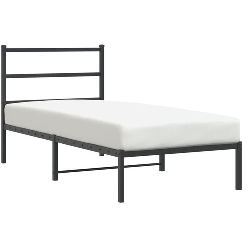 Maison Chic Kovinski Postelja za odrasle - Posteljni Okvir z vzglavjem črn 90x200 cm, (22080255) Slike