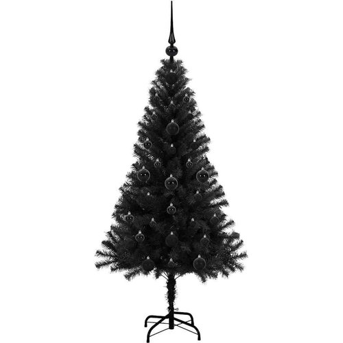 VidaXL Božićno drvce s 150 LED svjetlima s stalakom Crna 120 cm PVC Slike