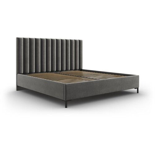 Mazzini Beds Siva oblazinjena zakonska postelja s prostorom za shranjevanje z letvenim dnom 140x200 cm Casey – Cene