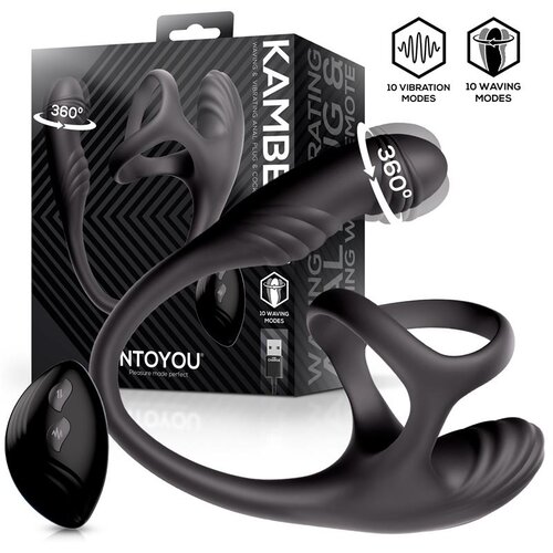 INTOYOU Kamber Waving & Vibrating Anal Plug & Cockring 3 Motors with Remote Black Cijene