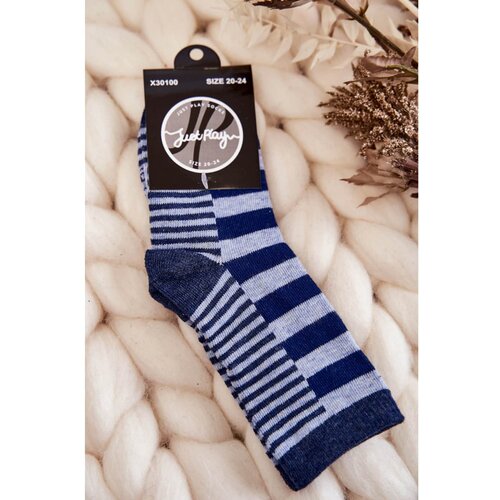 Kesi Children's classic socks with stripes and stripes navy blue Slike