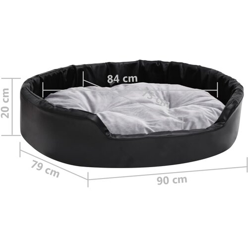  Krevet za pse crno-sivi 90 x 79 x 20 cm od pli&amp;scaron;a i umjetne kože Slike