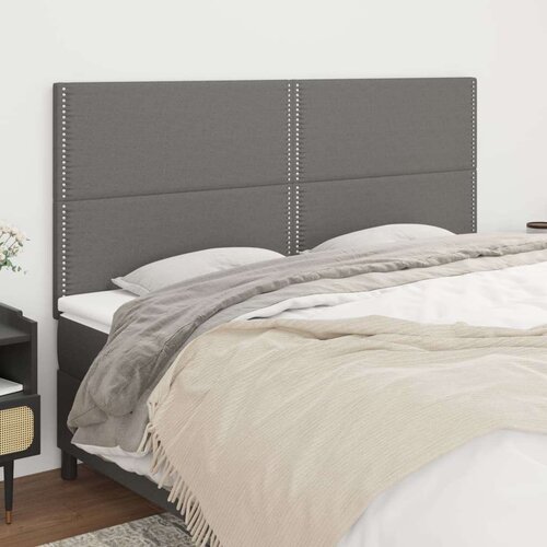  Posteljno vzglavje 4 kosa temno sivo 100x5x78/88 cm blago, (20735628) Slike
