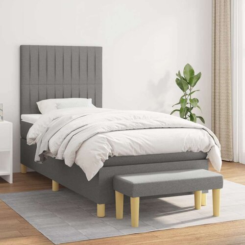  Box spring postelja z vzmetnico temno siva 90x190 cm blago, (20791310) Slike