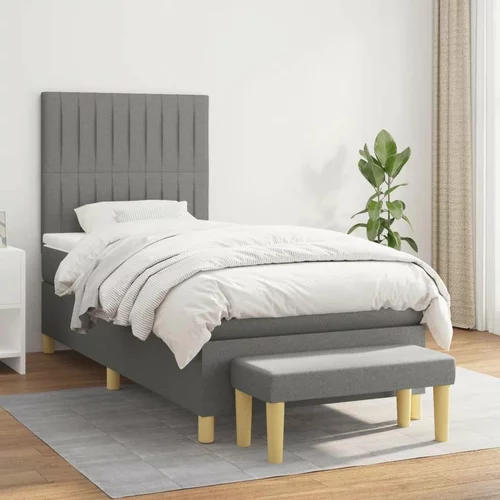  Box spring postelja z vzmetnico temno siva 90x190 cm blago, (20791310)