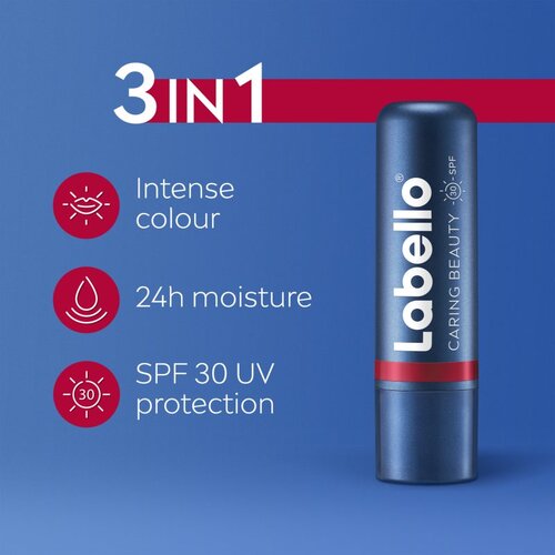 Labello Caring Beauty balzam za ustnice za toniranje odtenek Red 4.8 g Slike