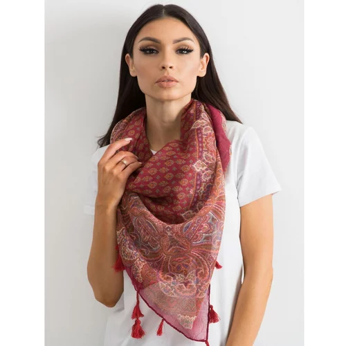 Fashion Hunters Scarf with fringes and a burgundy print