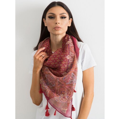 Fashion Hunters Scarf with fringes and a burgundy print Slike