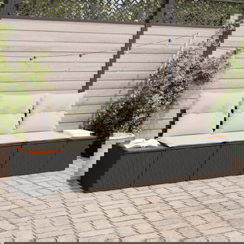  3-delna vrtna kavčna garnitura vidaXL z blazinami črna poly ratan akacija Cene