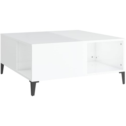 Maison Chic Klubska mizica - kavna mizica - Nizka mizica visok sijaj bela 80x80x36,5 cm inženirski les, (21752261) Slike