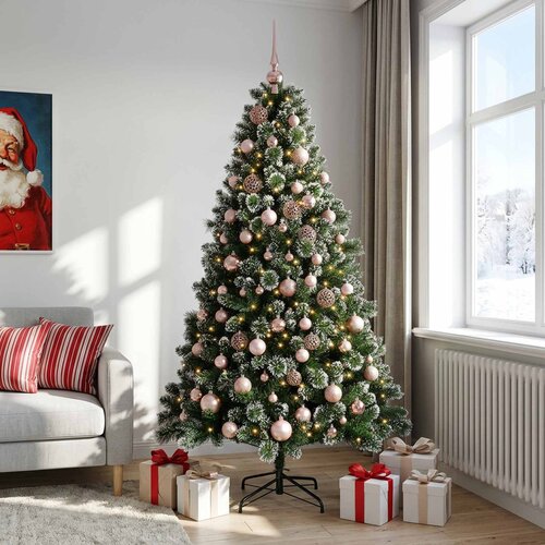  Umjetno božićno drvce s kuglicama 210 cm 300 LED lampica Slike