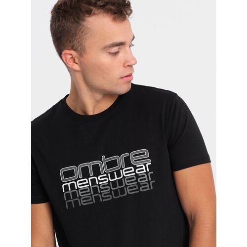 Ombre men's printed cotton t-shirt - black Slike