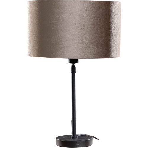 QAZQA Tafellamp zwart met velours kap taupe 35cm - Parte Slike