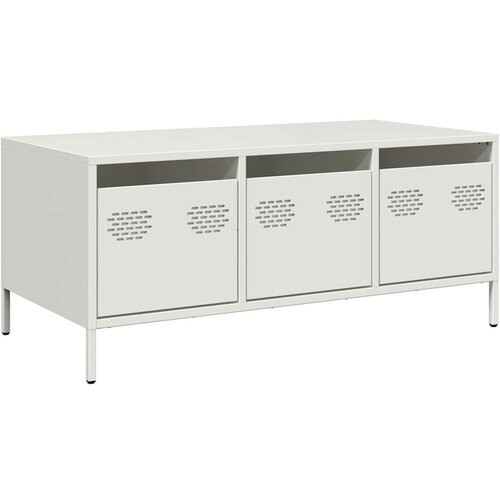 Maison Chic Klubska mizica - kavna mizica - Nizka mizica bela 101,5x50x43,5 cm valjano jeklo, (21753716) Slike