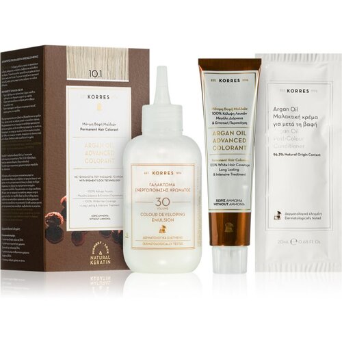 Korres Argan Oil permanentna barva za lase z arganovim oljem odtenek 10.1 Platinum Ash Blonde 50 ml Cene