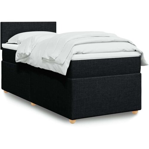 VidaXL Box spring krevet s madracem crni 90x190 cm od tkanine Slike