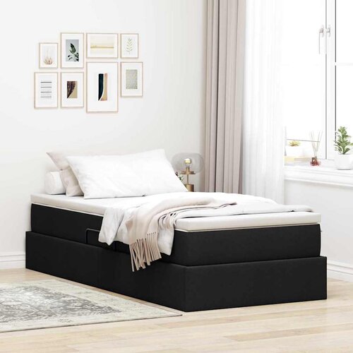 Krevet s madracem i skladištem Crna 90 x 190 cm Poliester Cene