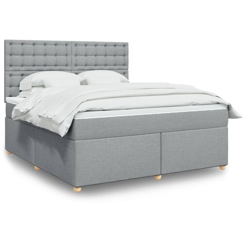 VidaXL Krevet s oprugama i madracem svjetlosivi 180x200 cm od tkanine Slike