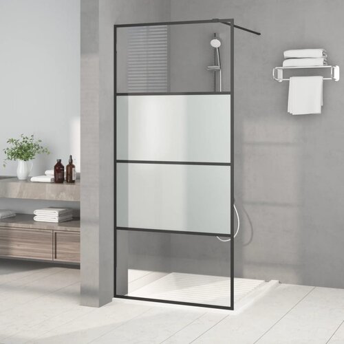 The Living Store pregrada za tuš črna 90x195 cm delno motno esg steklo - tuš stena, (21751462) Cene