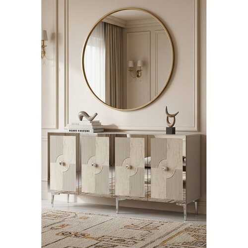 Hanah home komoda Pega 150, 125 cm, bela / travertin / srebrna Cene