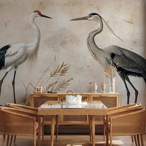  Foto tapeta - Birds from an old engraving - vintage-style illustration depicting a heron and a crane 450x315 Standard Slike