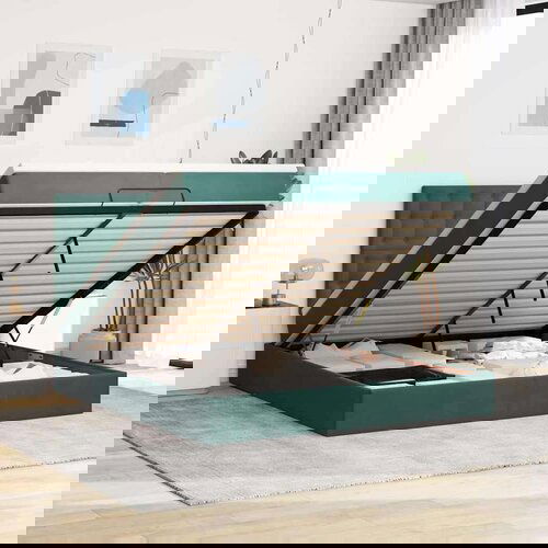  Okvir kreveta s madracima tamnozeleni 200x200cm baršunasti Cene