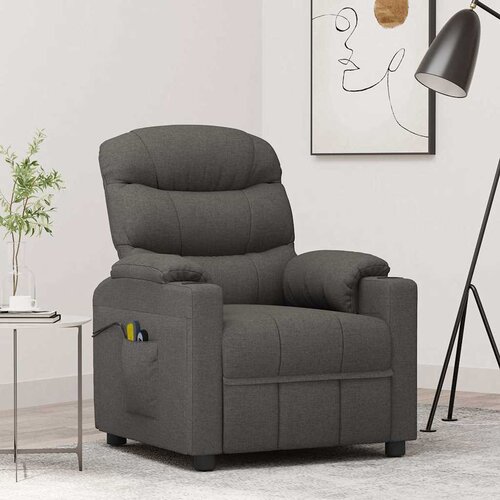  Električni masažni naslonjač tamnosivi od tkanine Cijene