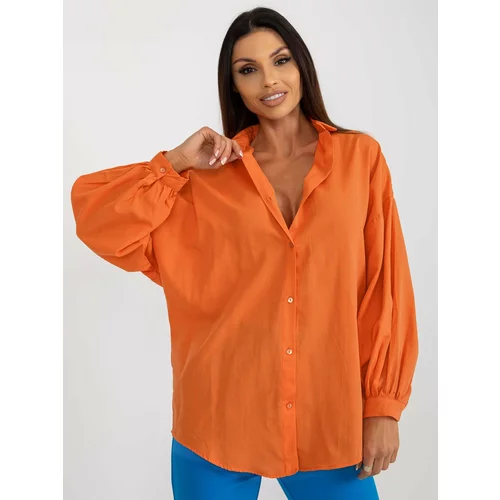 Fashion Hunters Orange oversized shirt with puffed sleeves