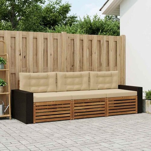  Set vanjskih sofa s jastukom 3 pcs Prirodna i bež Poliester Cene