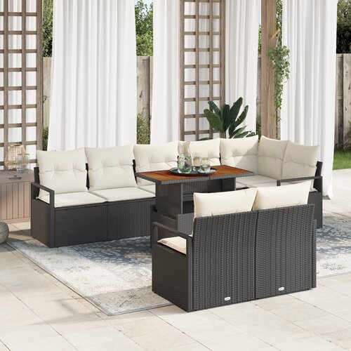 vidaXL 9-delni vrtni sofa set z blazinami črni poli ratan akacija Cene