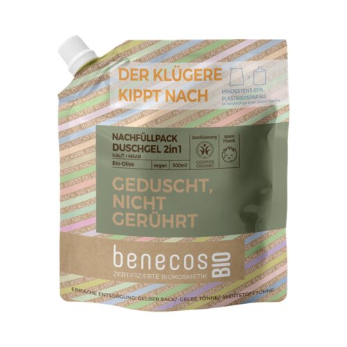 Benecos BIO 2u1 gel za tu&amp;scaron;iranje &amp;quot;Njega s maslinovim uljem&amp;quot; - 500 ml Slike
