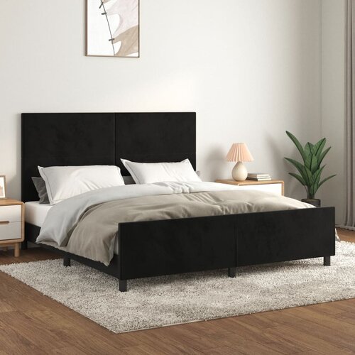 VidaXL Okvir za krevet s uzglavljem crni 160x200 cm bar&amp;scaron;unasti Slike