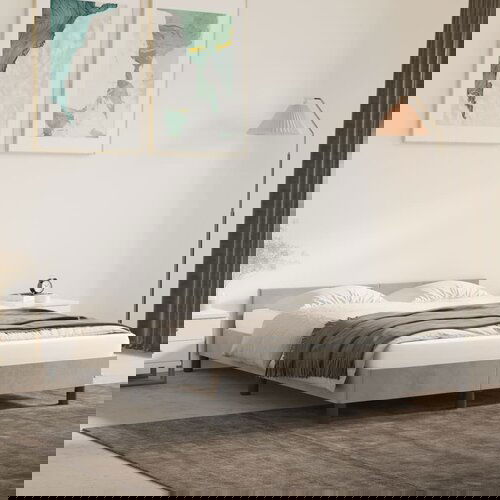 VidaXL Posteljni okvir z vzglavjem svetlo siv 140x200 cm žamet Slike