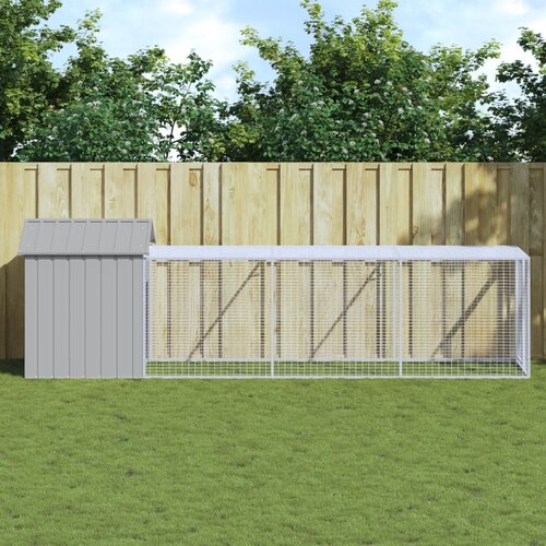 vidaXL Kavez za kokoši s igralištem svjetlosivi 117x405x123 cm čelični Cijene