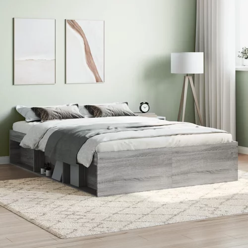 Okvir kreveta siva boja hrasta 135 x 190 cm bračni