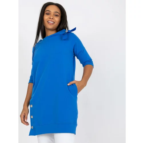 Fashion Hunters Plus size blue tunic with a bow