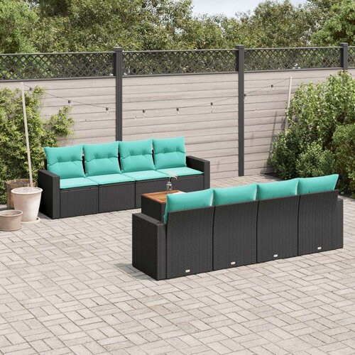  Vrtna garnitura - 9-dijelni set vrtnih sofa od poliratana s jastucima crni - Crna 1 Cene