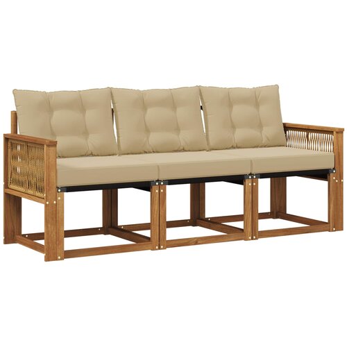vidaXL Zunanja garnitura za sedenje z blazino 3 pcs Naravna in bež, (5000273033) Cene