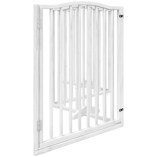  Vrata za pse s vrata&amp;scaron;cima 4 panela sklopiva 320 cm drvo topole Bijela 80 x 90 x 2 cm Slike