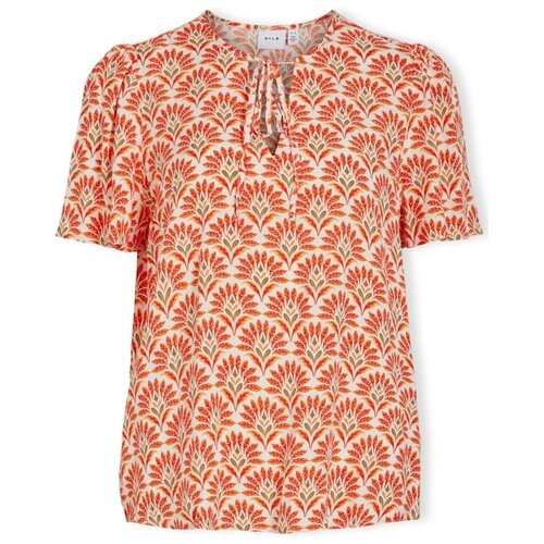 Vila Topi & Bluze Top Alora S/S - Egret/Ori Oil Green Oranžna Cene