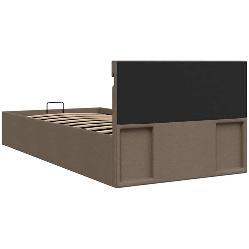  Hidraulični okvir za krevet od tkanine LED smeđe-sivi 90x200 cm Slike