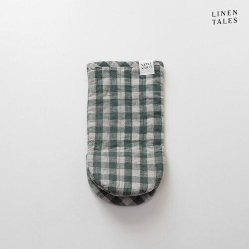 Linen Tales Lanena kuhinjska rokavica Forest Green Gingham &amp;ndash; Slike