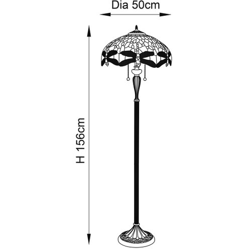 Endon 64070 - Stojeća Tiffany lampa DRAGONFLY 2xE27/60W/230V prečnika 50 cm Slike