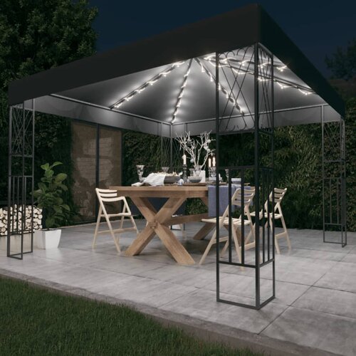vidaXL Paviljon z LED lučkami 3x3 m antracitno blago Cene