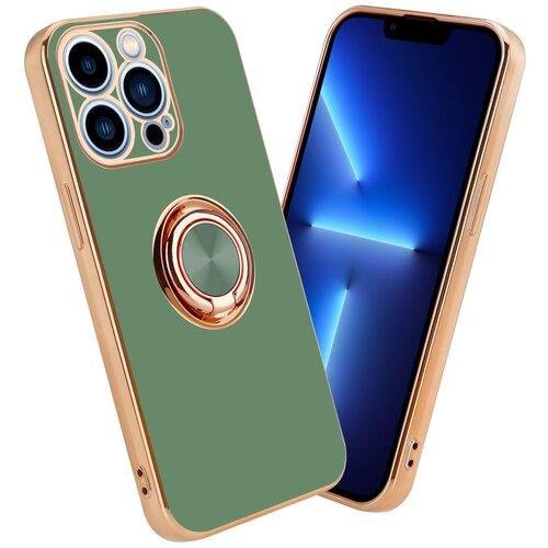 Cadorabo Ohišje, združljiv z Apple v sijajni svetlo zeleni barvi - Zlato z obročem - Zaščitni pokrov iz fleksibilnega silikona TPU, z zaščito pred kamero in držalom magnetnega avtomobila, (20617584) Cene