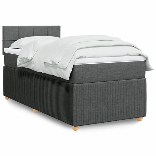 VidaXL Krevet s oprugama i madracem tamnosivi 90 x 190 cm od tkanine Slike