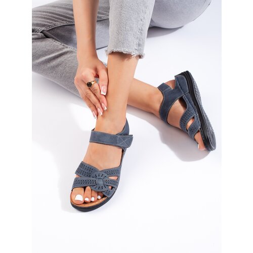 Shelvt Women's light blue sandals on a low wedge Cijene
